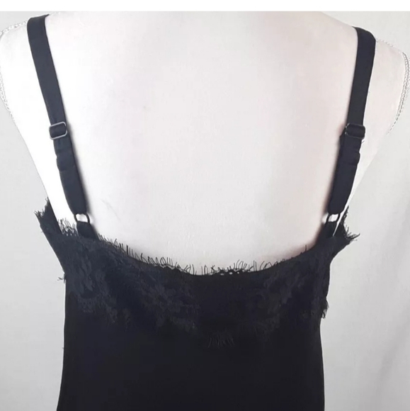 Rebecca Minkoff Black Lace Trim Midi Slip Dress Size M & S NWOT - Picture 4 of 16